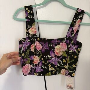 Agua Bendita Black Floral Crop Top